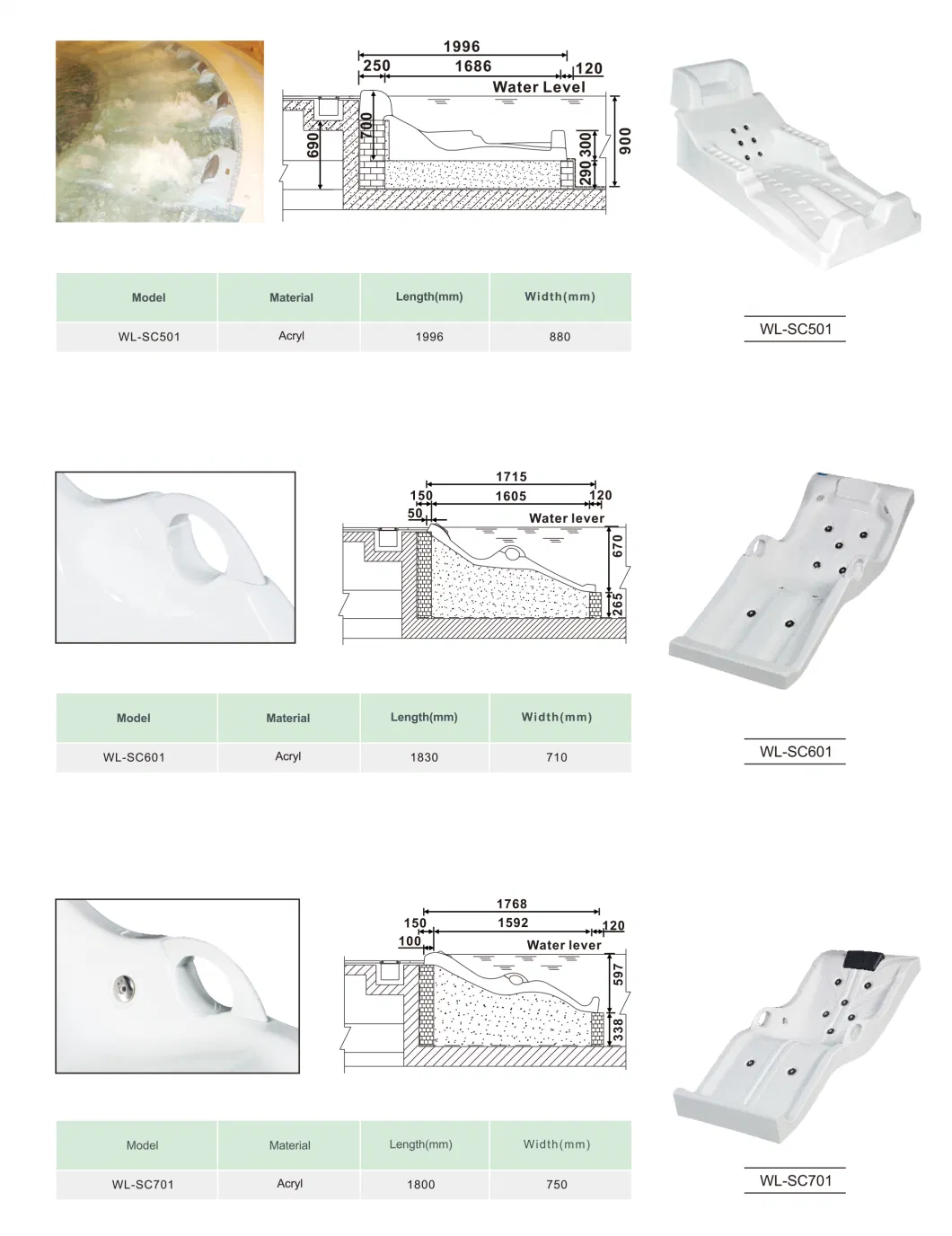 SPA Centre Acrylic Bed Hydrotherapy Bed Aqua Bed