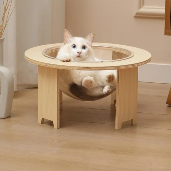 Acrylic Space Capsule Perch Bed Seat with Suction Cups Wall Mounted Wood Pets Cat Hammock