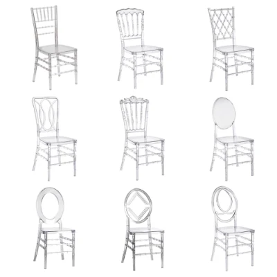 Wholesale Clear Acrylic Crystal Resin Event Tiffany Chiavari Chair Transparent Plastic Dining Chair for Weddings and Banquet